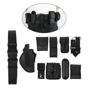 10-in-1 Mens Security Duty Belt Waist Band Holster with Pouch Set Black