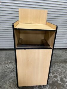 22x22 Trash Receptacle Wood Waste Cabinet With Bin on Wheels Front Load #6478