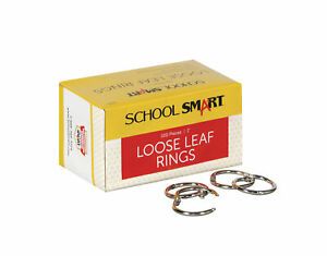 School Smart Loose Leaf Rings, 1 Inch, Nickel Plated Steel, Pack of 100