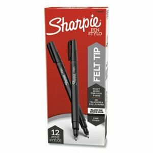 Sharpie Permanent Water Resistant Pen, Black Ink, Fine, 12 Pens (SAN1742663)