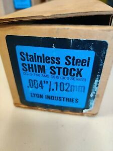 LYON Industries QQ-S-766 Stainless Steel Shim Stock .004&#034; X 12&#034; X 50&#034; - NIB
