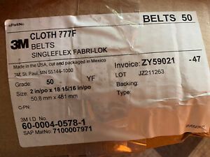 50 pack 3M 777F YF 2” X 18” Singleflex Fabri-Lok 50 Grade/Grit Sanding Belts
