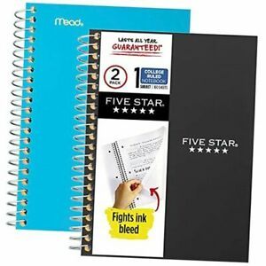 Spiral Notebooks, 1 Subject, College Ruled Paper, 2PK Color Selected for You