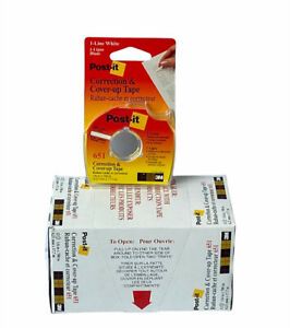 Post It Correction &amp; Cover-Up Tape 651 12 Rolls 1/6&#034; x 700&#034; 1 Line White 12 Pack