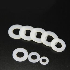 White Plastic Nylon Flat Washers Insulation M2 M2.5 M3 M4 M5 M6 M8 M10 M12