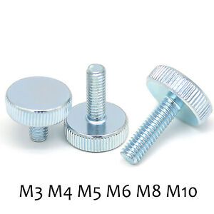 M3 M4 M5 M6 M8 M10 Knurled Zinc Plated Head Thumb Screws Adjustable Knob Bolts