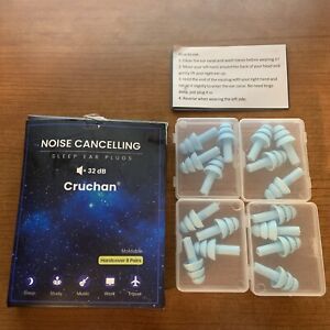 Noise Cancelling Sleep Ear Plugs Cruchan Hardcover 8 pairs 32dB