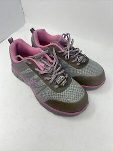 Skechers Women&#039;s Slip Resistant, Safety Toe  Grey/Pink Size 8.5m #77250 (gr55)