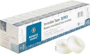 Business Source BSN32953 Premium Invisible Tape Value Pack, Clear 12 PACK