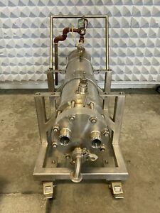 Enerquip Sanitary Stainless Steel Shell and Tube Heat Exchanger on Rolling Cart