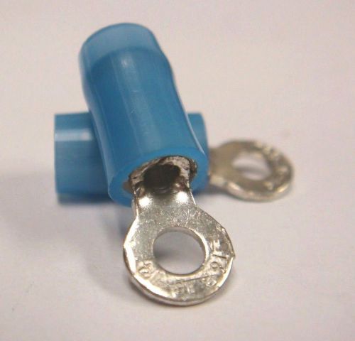 (45) rb14-4 insulated nylon crimp terminal ring #4 m2.5 stud blue 18-14 awg for sale