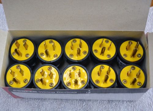Box of 10 NEW 3-Prong Plugs - Black - Cooper 1709-BOX - 3 Wire Cord Plug - 1709