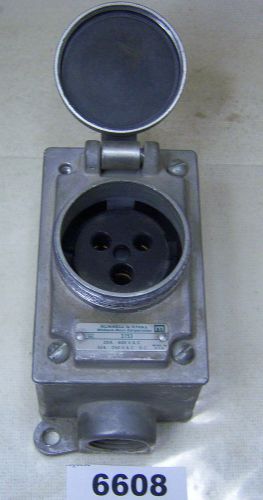 (6608) russell &amp; stoll plug and receptacle 3753 30a @250vac 20-600vac for sale