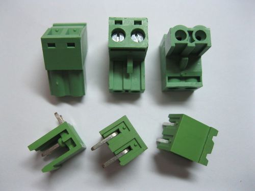 120 pcs 5.08mm angle 2 pin screw terminal block connector pluggable type green for sale