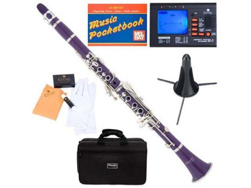MCT-BL B Flat Purple Cecilio and  ABS Clarinet w/ Case, Tuner, Stand, Mouthpiece
