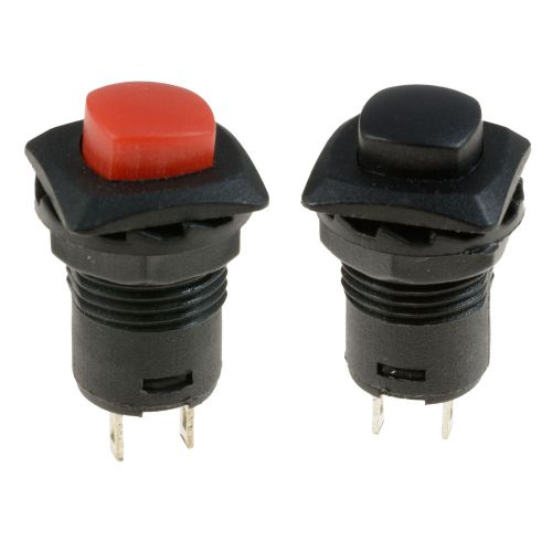 Square Base Momentary Off(On) Push Button Switch Red or Black SPST Car Dash 12V