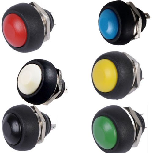 30Pcs Black Red Green Yellow 12mm Waterproof Momentary Push Button Mini Switch