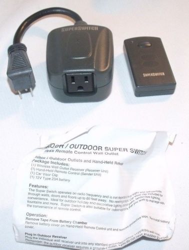 Super switch indoor/outdoor wireless remote controlled wall outlet w/instruction for sale