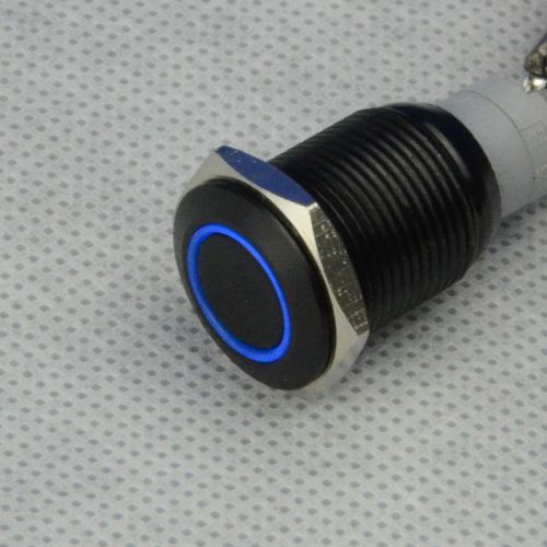 16mm blue circle led momentary black push button switch dc 12 company car 5pin for sale