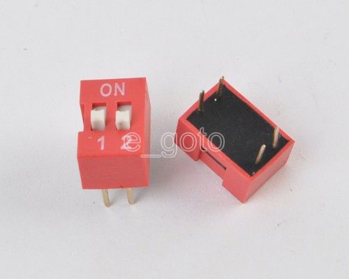 10pcs DIP Red 2.54mm Pitch 2 Positions Ways Slide Type  Switch
