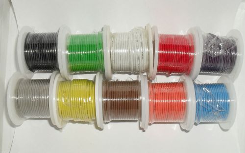 Assortment of 10 colored wire rolls 22 gauge solid core 25ft each 250ft total for sale