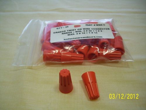 25 pack,orange twist on wire connector. (#wno) 9b for sale