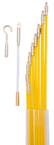 New fiberglass glow rods wire pulling kit 33ft long non conductive with case nib for sale