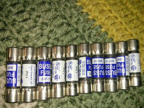 Lot of 10 buss baf-15 littlelfuse blf-15 ferraz otm-15 15a 250v midget fuse for sale