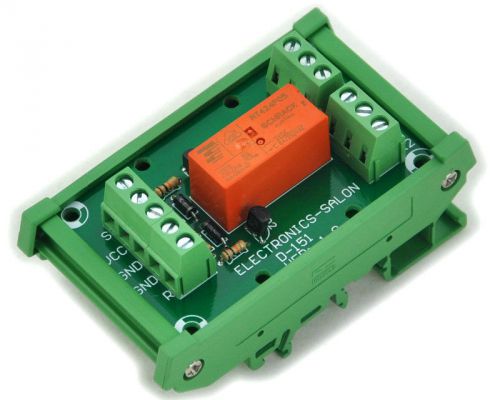 Bistable DPDT 8 Amp Relay Module, DC5V Coil, with DIN Rail Carrier Housing