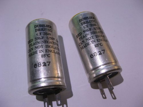 Qty 2 Electrolytic Capacitor 500uF 50V Dubilier Drilitic CT3580 - NOS Vintage
