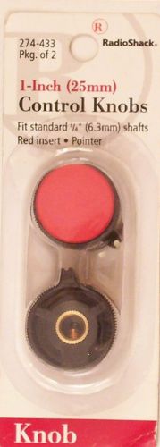 1&#034; Red Insert Control Knobs - Fits 1/4&#034; Shafts - 2/PK