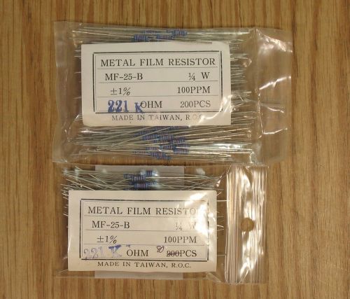 1/4 Watt 1% Metal Film Resistors:  221 kohm, 280 pcs.