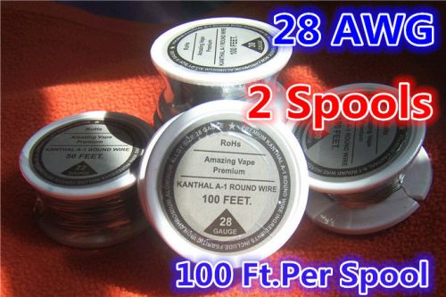 2 spools x 100 feet kanthal wire 28gauge 28awg (0.32mm)  a1 round resistance! for sale