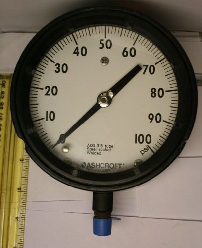 Ashcroft test gauge 0-100 psi duragauge aisi 316 tube &amp; socket for sale