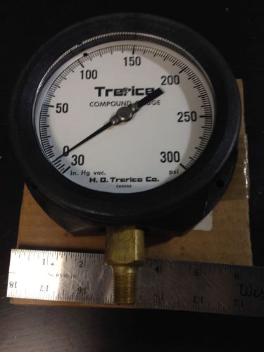 Trerice 450B 1/4&#034; NPT Compound Pressure Gauge -30-300PSI Range D09008