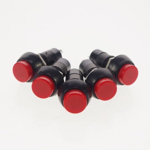 5 x  OFF-(ON) NO 2 Pin SPST 3A 125VAC Momentary 12mm Hole Push Button Switch Red