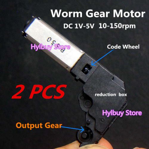 2pcs DC 1v-5v 3V Small Worm Gear Motor Mini Gearmotor Reduce Gear Box Code Wheel