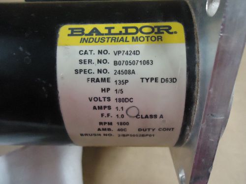 Baldor #vp7424d 1/5 hp 1800 rpm motor type d63d 135p frame for sale
