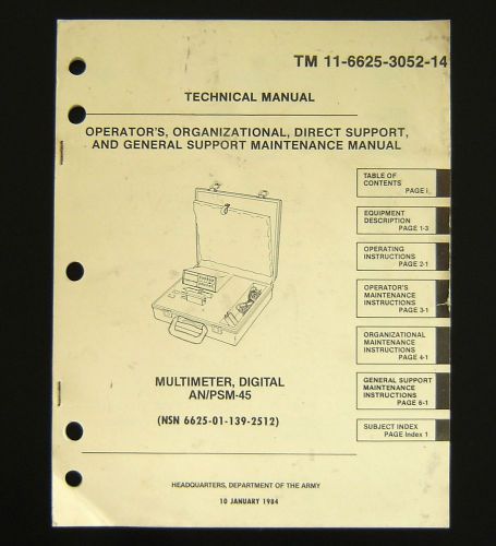Simpson 467 AN/PSM-45 Digital Multimeter Technical Manual, TM 11-6625-3052-14!