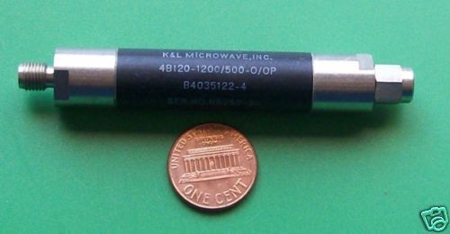 RF microwave bandpass filter, 1.200 GHz CF, 500 MHz BW, power 18 Watt CW, data