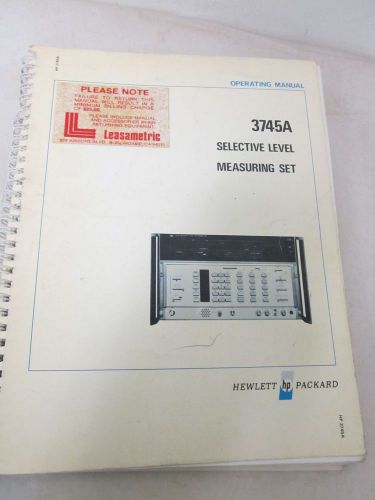 HEWLETT-PACKARD 3745A SELECTIVE LEVEL MEASURING SET OPERATING MANUAL(A85)