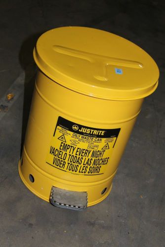 (1) Usd Justrite 09101 Oily Waste Can 6 Gallon Capacity; Yellow; Gray Foot Pedal