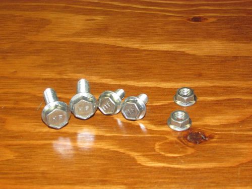 Lot of 4 mf bolts nuts sets hex head (2) 5/16&#034; x 1 1/4&#034; (2) 4/16&#034; x 3/4&#034; w/ nut for sale
