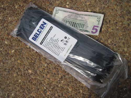 500 belden cable zip ties dt-11-50-0-c 11&#034; 50lb black uv 5 bags of 100 for sale