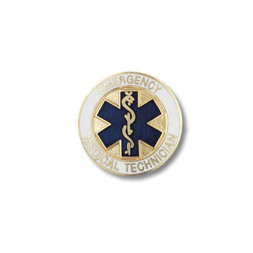 Prestige Medical Shirt Pin, 2087, EMT, Round, Star of Life, Gold &amp; Navy, NEW!