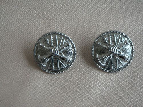 Fire department uniform collar pins 2 pins - silver for sale