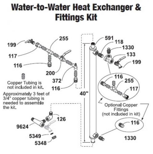 Water-to-Water Heat Exchanger &amp; Fittings Kit