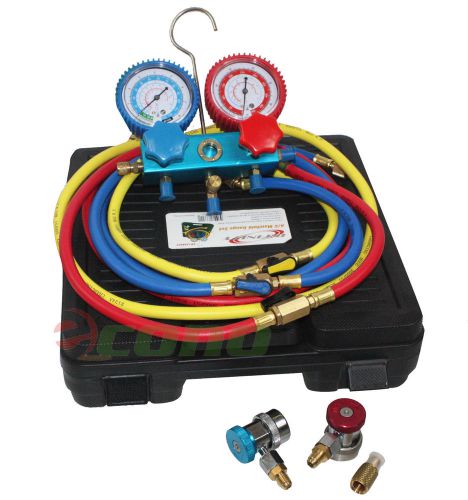 R134a a/c diagnostic testing charging manifold gaugew/shut hvac meter w/acme for sale