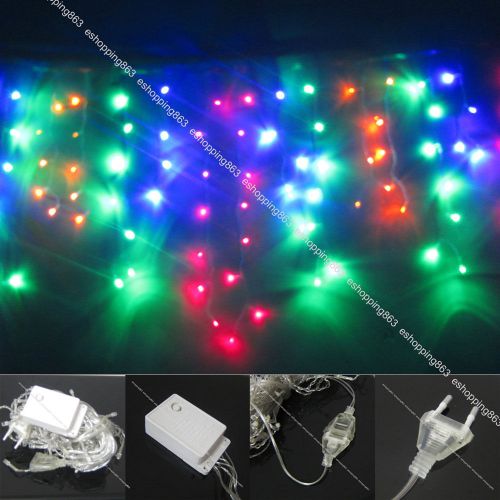 10FT 100 Led RGB -Y Curtain Icicle Lights String Fairy Light 4 Xmas Decoration