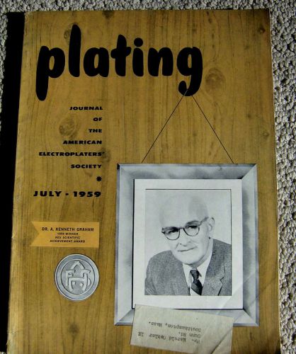 vintage 1959 PLATING magazine journal of American Electroplaters&#039; Society metal